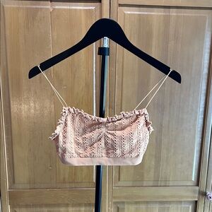 La Hearts Ruffle Trim Bralette in Peach